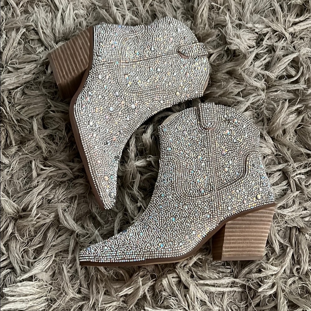 Women's Rhinestone Embellished Ankle Boots